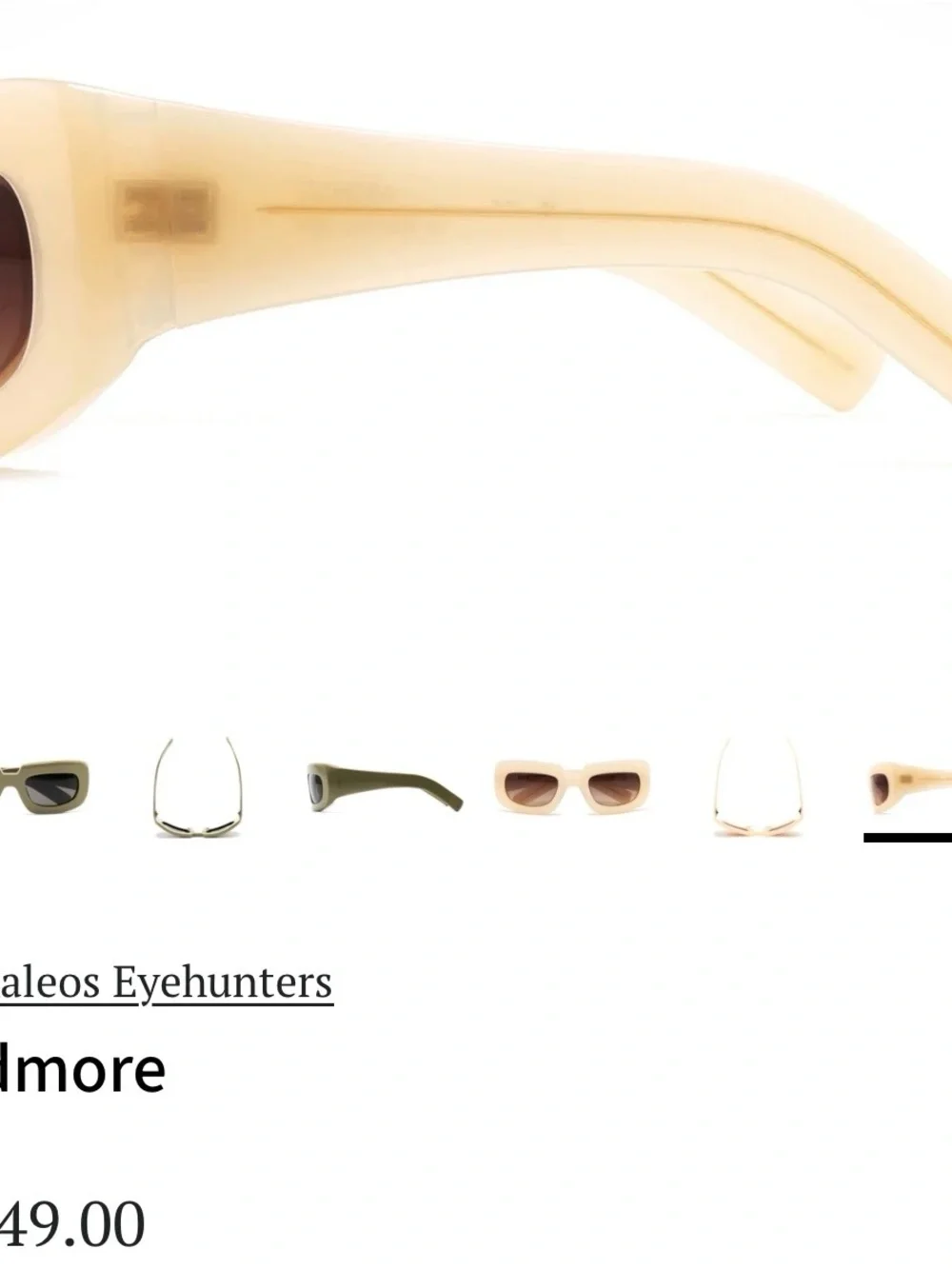 KALEOS Ardmore Cream  Chunky Rectangular Sunglasses 53-25 Never Worn